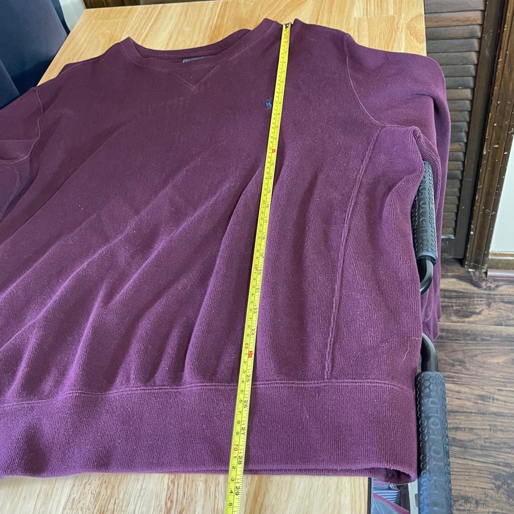 Polo Ralph Lauren Mens XL Burgundy Maroon Cotton Crewneck Sweatshirt Blue Pony - Picture 7 of 7
